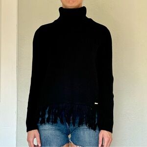 Fringe waist, black turtleneck sweater from Michael Kors, so cozy and chic!